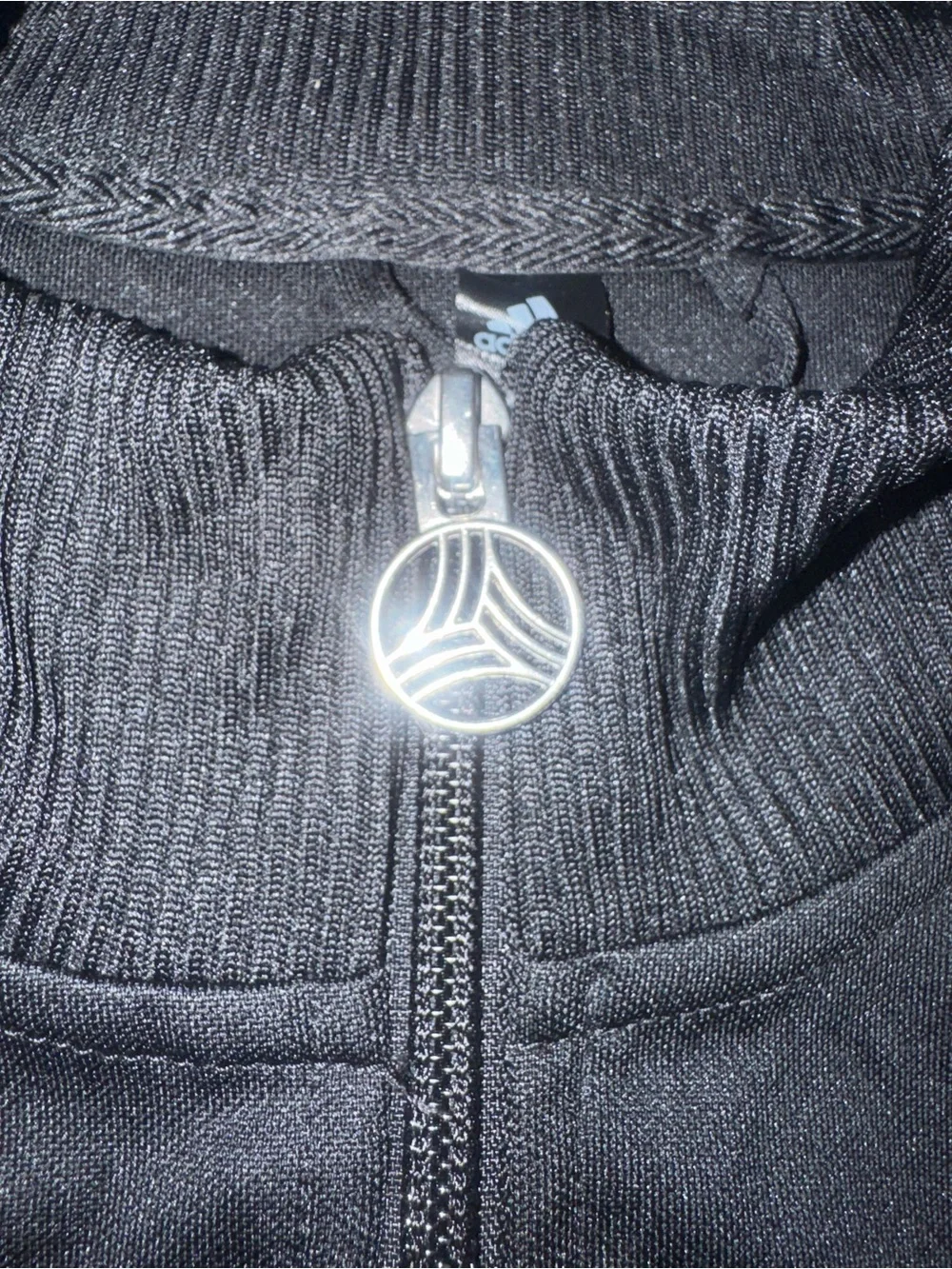 adidas Black Full-Zip Track Jacket with Red Shoulder Piping